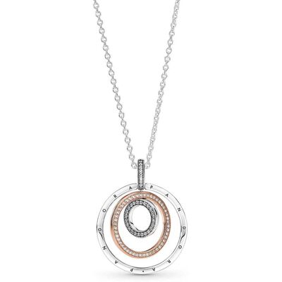 Collier Pandora Avec Pendentif Cercles Bimatières Femme - Publicité Collier Pandora Avec Pendentif Cercles Bimatières Femme - Publicité
