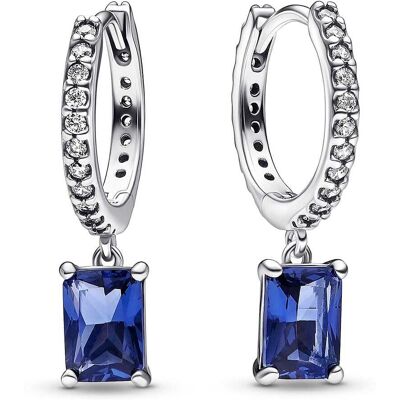 Créoles Pandora Rectangle Scintillant Bleu Femme - Publicité Créoles Pandora Rectangle Scintillant Bleu Femme - Publicité