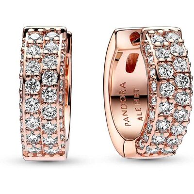 Boucles D'Oreilles Créoles Pandora Double Rang Pavées Pandora Timeless Femme - Publicité Boucles D'Oreilles Créoles Pandora Double Rang Pavées Pandora Timeless Femme - Publicité