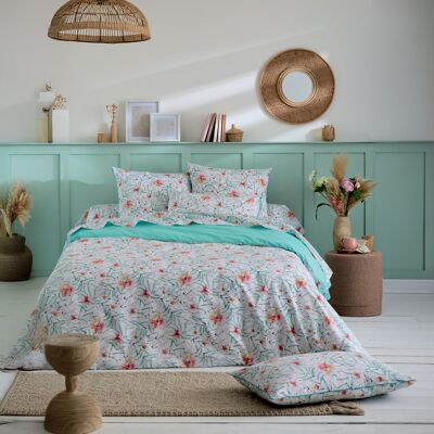HomeMaison Parure de lit 3 pièces coton floral exotique housse + taies - Publicité HomeMaison Parure de lit 3 pièces coton floral exotique housse + taies - Publicité