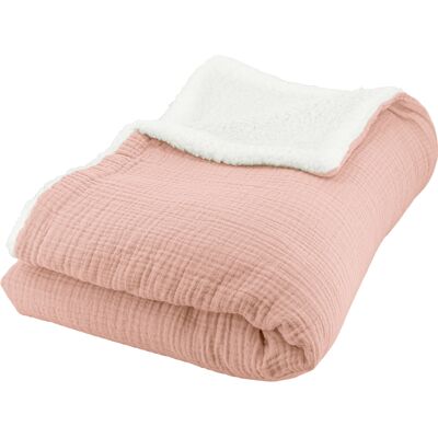 HomeMaison Plaid sherpa et gaze de coton - Publicité HomeMaison Plaid sherpa et gaze de coton - Publicité