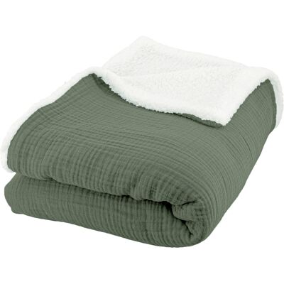 HomeMaison Plaid sherpa et gaze de coton - Publicité HomeMaison Plaid sherpa et gaze de coton - Publicité