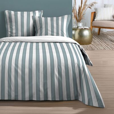 HomeMaison Parure de lit 3 pièces en coton imprimé rayures housse + taies - Publicité HomeMaison Parure de lit 3 pièces en coton imprimé rayures housse + taies - Publicité