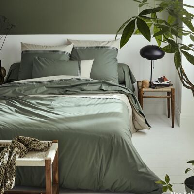 HomeMaison Housse de couette en percale de coton au galon géométrique - Publicité HomeMaison Housse de couette en percale de coton au galon géométrique - Publicité