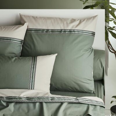 HomeMaison Taie d'oreiller en percale de coton à galon géométrique - Publicité HomeMaison Taie d'oreiller en percale de coton à galon géométrique - Publicité