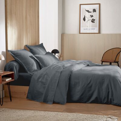HomeMaison Drap satin de coton rayures ton sur ton - Publicité HomeMaison Drap satin de coton rayures ton sur ton - Publicité