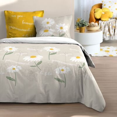 HomeMaison Parure de lit 3 pièces en coton marguerites housse + taies - Publicité HomeMaison Parure de lit 3 pièces en coton marguerites housse + taies - Publicité