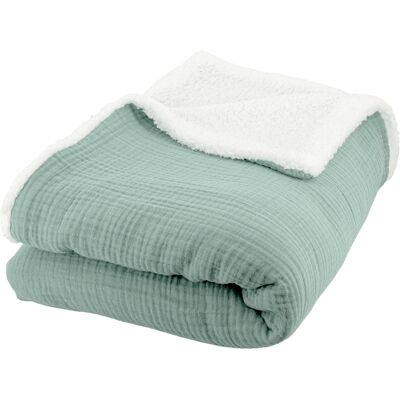 HomeMaison Plaid sherpa et gaze de coton - Publicité HomeMaison Plaid sherpa et gaze de coton - Publicité