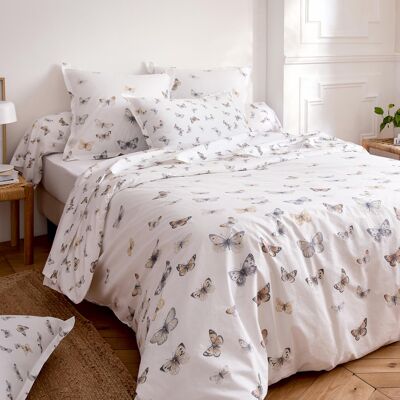 HomeMaison Parure de lit 3 pièces percale de coton 80 fils papillons housse + taies - Publicité HomeMaison Parure de lit 3 pièces percale de coton 80 fils papillons housse + taies - Publicité