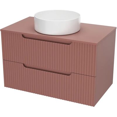 Aurlane Meuble de Salle de Bain 80cm Terre Cuite - Tiroirs Ondulés - Lavabo Rond Ø36cm - Publicité Aurlane Meuble de Salle de Bain 80cm Terre Cuite - Tiroirs Ondulés - Lavabo Rond Ø36cm - Publicité