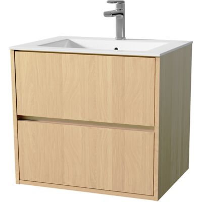AURLANE Chêne Clair 2 Tiroirs Ensemble Salle de Bain - Meubles de Salle de Bain - Publicité AURLANE Chêne Clair 2 Tiroirs Ensemble Salle de Bain - Meubles de Salle de Bain - Publicité
