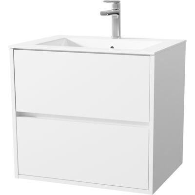 AURLANE Ensemble de Meuble de Salle de Bain 60cm Laqué Blanc - Tiroirs Soft-close - Publicité AURLANE Ensemble de Meuble de Salle de Bain 60cm Laqué Blanc - Tiroirs Soft-close - Publicité