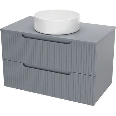 Aurlane - Meuble de Salle de Bain 80cm Gris Souris - Tiroirs Ondulés - Lavabo Rond Ø36cm - Type de Salle de Bain - Publicité Aurlane - Meuble de Salle de Bain 80cm Gris Souris - Tiroirs Ondulés - Lavabo Rond Ø36cm - Type de Salle de Bain - Publicité