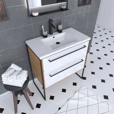 HomeMaison Pack meuble à tiroirs avec vasque en résine - Publicité HomeMaison Pack meuble à tiroirs avec vasque en résine - Publicité