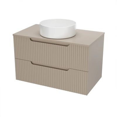 Aurlane Meuble de Salle de Bain 80cm Marron Glacé - Tiroirs Ondulés - Lavabo Rond Ø36cm - Publicité Aurlane Meuble de Salle de Bain 80cm Marron Glacé - Tiroirs Ondulés - Lavabo Rond Ø36cm - Publicité