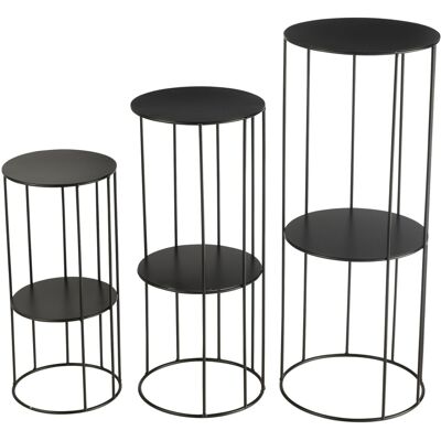 HomeMaison Porte plante en métal lot de 3 petites tables d'appoint à double étagère - Publicité HomeMaison Porte plante en métal lot de 3 petites tables d'appoint à double étagère - Publicité
