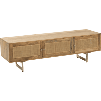 Meuble TV en bois J-Line - 3 portes - Rectangle - Finition naturelle - Publicité Meuble TV en bois J-Line - 3 portes - Rectangle - Finition naturelle - Publicité
