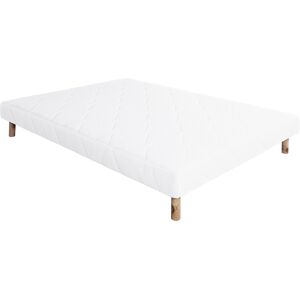 HomeMaison Sommier tapissier bois massif blanc avec pieds - Publicité HomeMaison Sommier tapissier bois massif blanc avec pieds - Publicité