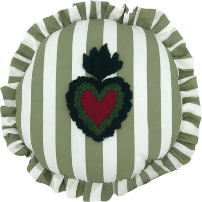 HomeMaison Coussin rond à rayures avec motif cœur brodé - Publicité HomeMaison Coussin rond à rayures avec motif cœur brodé - Publicité