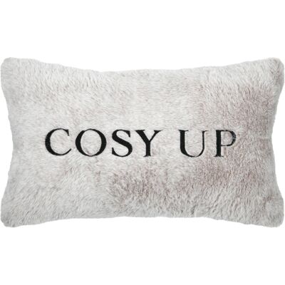 HomeMaison "Coussin imitation fourrure brodé ""Cosy up""" - Publicité HomeMaison "Coussin imitation fourrure brodé ""Cosy up""" - Publicité