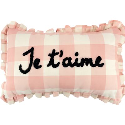 HomeMaison "Coussin rectangulaire à carreaux ""Je t'aime""" - Publicité HomeMaison "Coussin rectangulaire à carreaux ""Je t'aime""" - Publicité