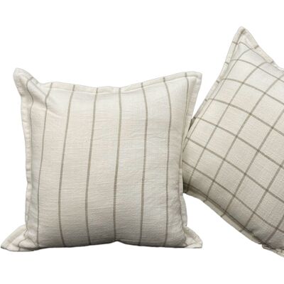 HomeMaison Housse de coussin recto-verso 100% coton rayures et carreaux LOURMARIN - Publicité HomeMaison Housse de coussin recto-verso 100% coton rayures et carreaux LOURMARIN - Publicité