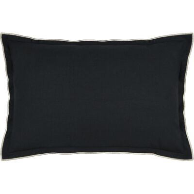 HomeMaison Coussin coton volant plat feston noir - Publicité HomeMaison Coussin coton volant plat feston noir - Publicité