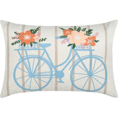 HomeMaison Coussin coton motif vélo fleuri - Publicité HomeMaison Coussin coton motif vélo fleuri - Publicité