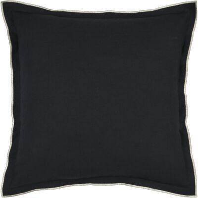 HomeMaison Coussin coton volant plat feston noir - Publicité HomeMaison Coussin coton volant plat feston noir - Publicité