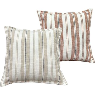 HomeMaison Housse de coussin recto-verso 100% coton rayures tapissier LOURMARIN - Publicité HomeMaison Housse de coussin recto-verso 100% coton rayures tapissier LOURMARIN - Publicité
