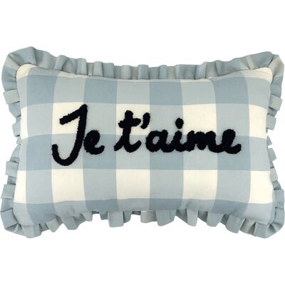 HomeMaison "Coussin rectangulaire à carreaux ""Je t'aime""" - Publicité HomeMaison "Coussin rectangulaire à carreaux ""Je t'aime""" - Publicité