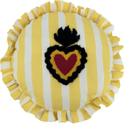 HomeMaison Coussin rond à rayures avec motif cœur brodé - Publicité HomeMaison Coussin rond à rayures avec motif cœur brodé - Publicité