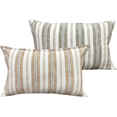 HomeMaison Housse de coussin recto-verso 100% coton rayures tapissier LOURMARIN - Publicité HomeMaison Housse de coussin recto-verso 100% coton rayures tapissier LOURMARIN - Publicité