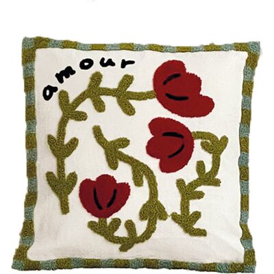 HomeMaison Coussin brodé motif coquelicot - Publicité HomeMaison Coussin brodé motif coquelicot - Publicité