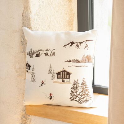 HomeMaison Coussin jacquard avec motif chalets - Publicité HomeMaison Coussin jacquard avec motif chalets - Publicité