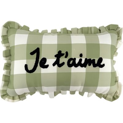 HomeMaison "Coussin rectangulaire à carreaux ""Je t'aime""" - Publicité HomeMaison "Coussin rectangulaire à carreaux ""Je t'aime""" - Publicité
