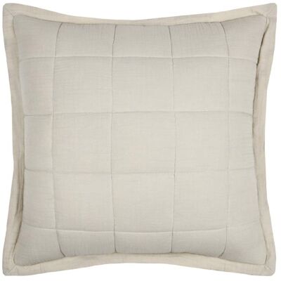 HomeMaison Coussin carré uni en gaze de coton surpiquée - Publicité HomeMaison Coussin carré uni en gaze de coton surpiquée - Publicité
