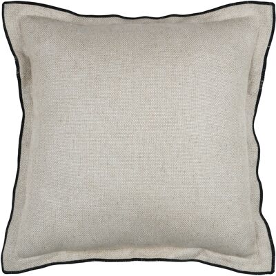 HomeMaison Coussin poly-lin volant plat feston noir - Publicité HomeMaison Coussin poly-lin volant plat feston noir - Publicité