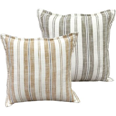 HomeMaison Housse de coussin recto-verso 100% coton rayures tapissier LOURMARIN - Publicité HomeMaison Housse de coussin recto-verso 100% coton rayures tapissier LOURMARIN - Publicité