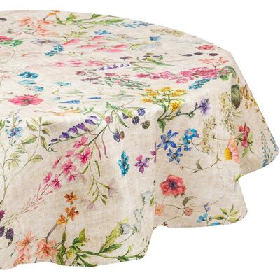 HomeMaison Nappe ronde en coton enduit anti-tache fleurs - Publicité HomeMaison Nappe ronde en coton enduit anti-tache fleurs - Publicité