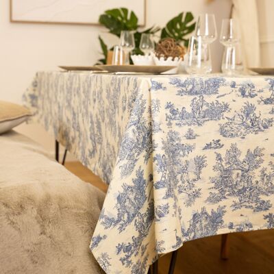 HomeMaison Nappe toile de Jouy rectangulaire plastifiée - Publicité HomeMaison Nappe toile de Jouy rectangulaire plastifiée - Publicité