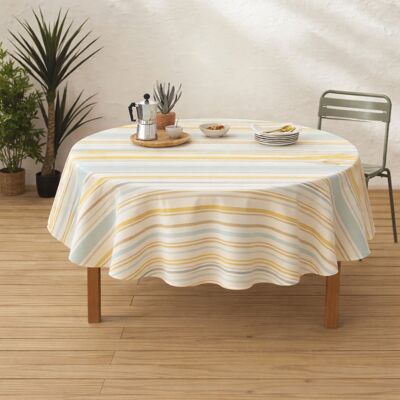 HomeMaison Nappe ronde coton enduit rayures basque - Publicité HomeMaison Nappe ronde coton enduit rayures basque - Publicité