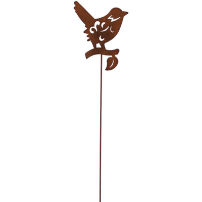 Fleur Oiseau en métal sur tuteur - Déco de jardin 80cm - Publicité Fleur Oiseau en métal sur tuteur - Déco de jardin 80cm - Publicité