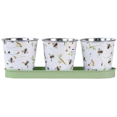 Esschert Design Jardinière en zinc 3 pots abeilles - Publicité Esschert Design Jardinière en zinc 3 pots abeilles - Publicité