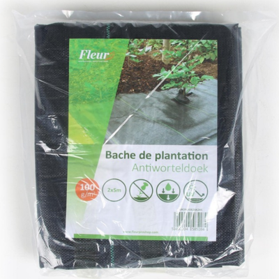 Fleur Bâche de plantation noire 2x5m 100g/m² - Publicité Fleur Bâche de plantation noire 2x5m 100g/m² - Publicité