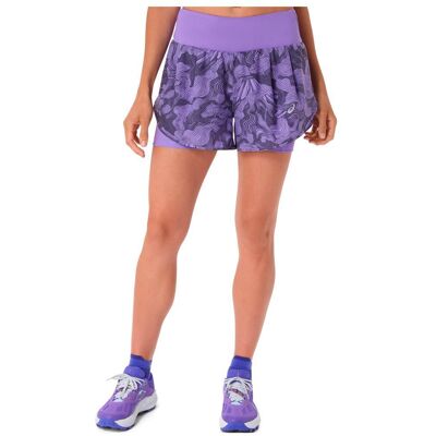 Asics - Road All Over Print 2in1 3.5In W Amethyst - XS - Short de trail - Publicité Asics - Road All Over Print 2in1 3.5In W Amethyst - XS - Short de trail - Publicité