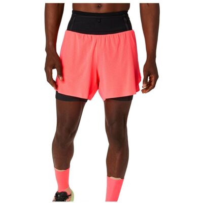 Asics - Fujitrail Elite Short Blazing Coral - M - Short de trail - Publicité Asics - Fujitrail Elite Short Blazing Coral - M - Short de trail - Publicité