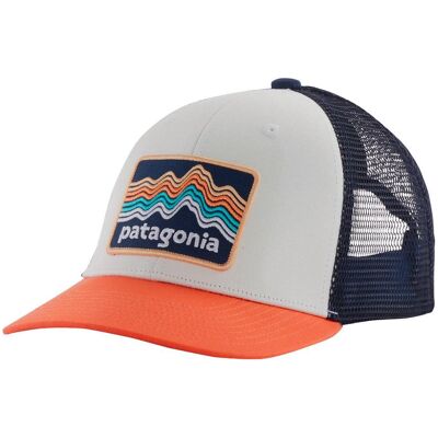 Patagonia - Kid's Trucker Hat Ridge Rise Stripe Coho Coral - Casquette - Publicité Patagonia - Kid's Trucker Hat Ridge Rise Stripe Coho Coral - Casquette - Publicité