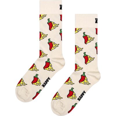 Happy Socks - Crew Socks Hot Chili White - 41-46 - Chaussettes - Publicité Happy Socks - Crew Socks Hot Chili White - 41-46 - Chaussettes - Publicité
