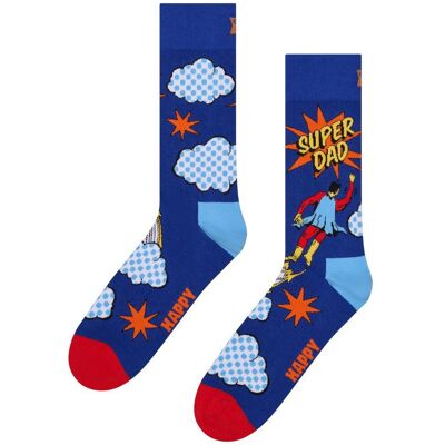 Happy Socks - Crew Socks Flying Super Dad Blue - 41-46 - Chaussettes - Publicité Happy Socks - Crew Socks Flying Super Dad Blue - 41-46 - Chaussettes - Publicité